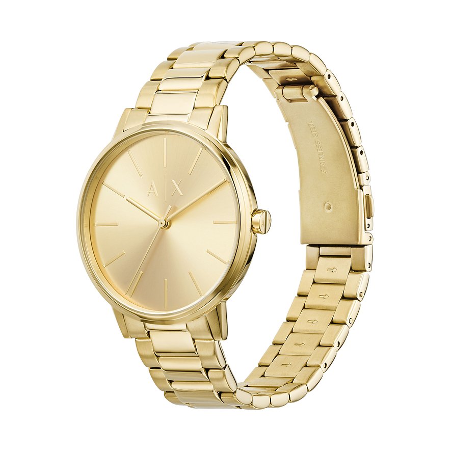 Armani Exchange Cayde AX2707 Herren-Analoguhr – Goldfarbenes Zifferblatt mit passendem Edelstahlarmband in Gold