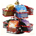 Eight-Basket Rotating Tea Bag Organizer with Black Mesh Carousel, 9.4-Inch Height and 4.5-Inch Base