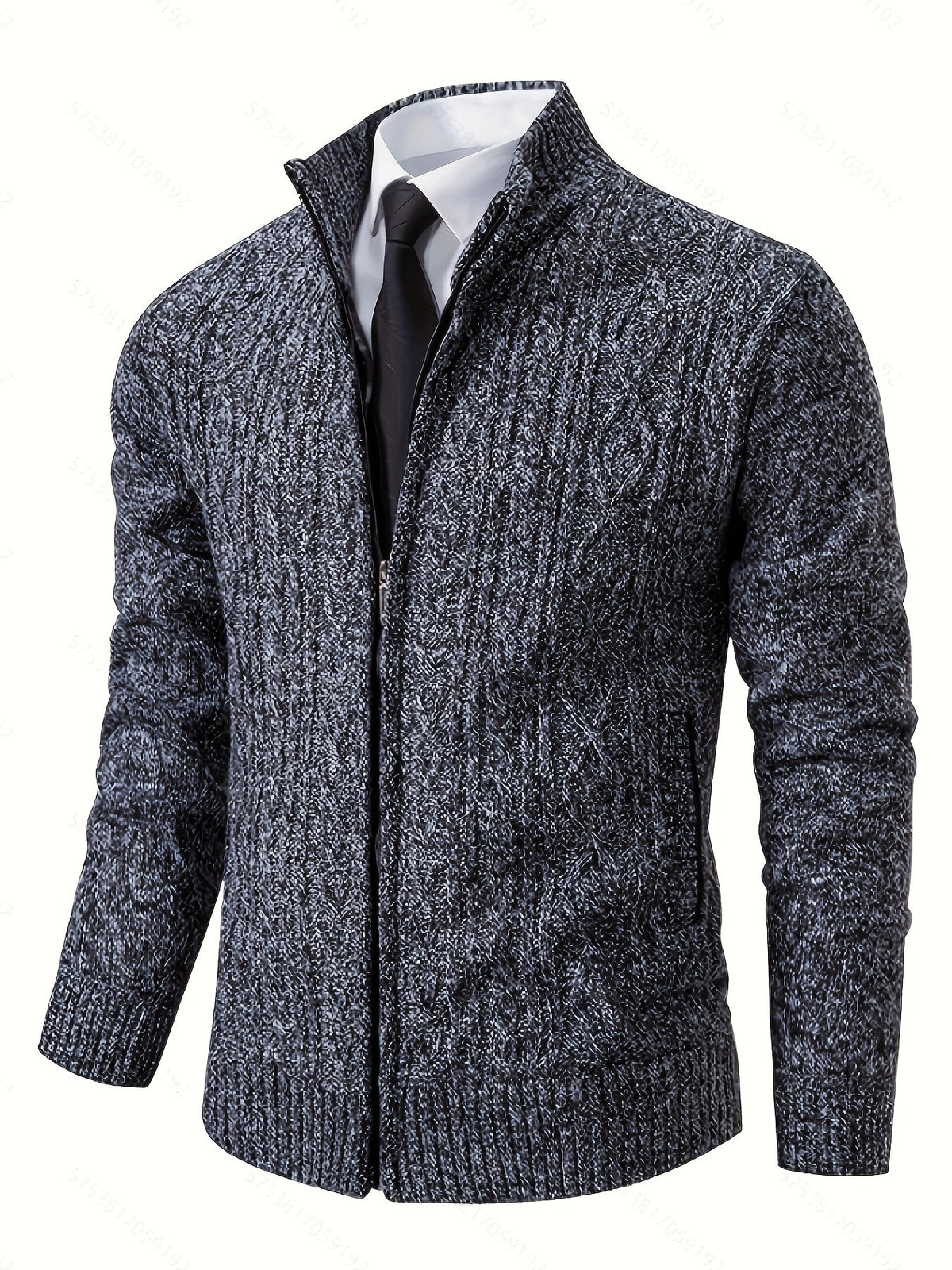 Edmund | Textured Stand-Collar Zip Cardigan