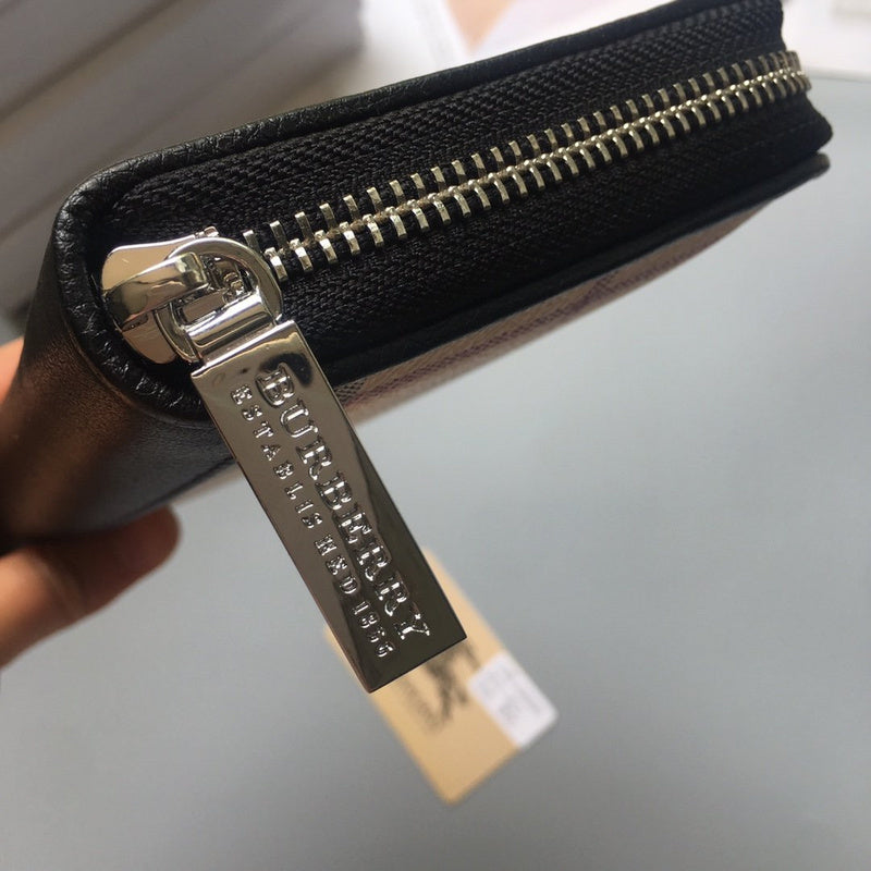 Burberry Haymarket Check Zip-Around Continental Wallet – Honey Black