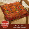 Moroccan Boho Chair Cushion Seat Pad with Cover Fiberfill Stuffed Bohemian Floor Cushion for Entryways, Bedrooms and Living Spaces