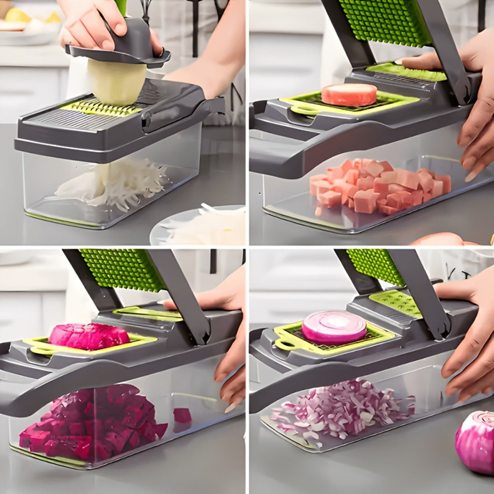 Vegetable Chopper 18-in-1 Upgraded Mandoline Slicer - Professional Onion Chopper Food Dicer Cutter with Container