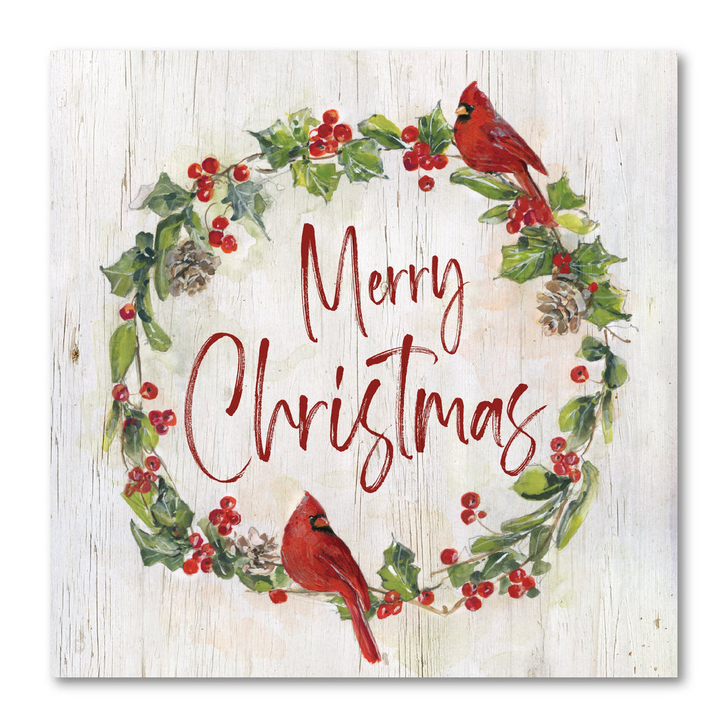 Cardinal and Holly Wreath Gallery-Wrapped Canvas Wall Art