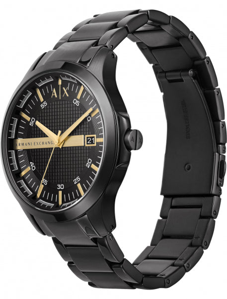 Armani Exchange Hampton AX2413 Herren-Chronograph – Schwarzes Zifferblatt mit schwarzem Edelstahlarmband