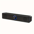 USB Wired Desktop Speaker Bar with 4D Audio Effect & Blue LED - Stereo Sound, 3.5mm AUX Input, Independent Volume Control