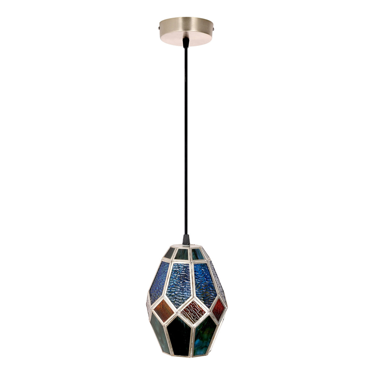 River of Goods Stained Glass Hanging Lamp - BlueGreen