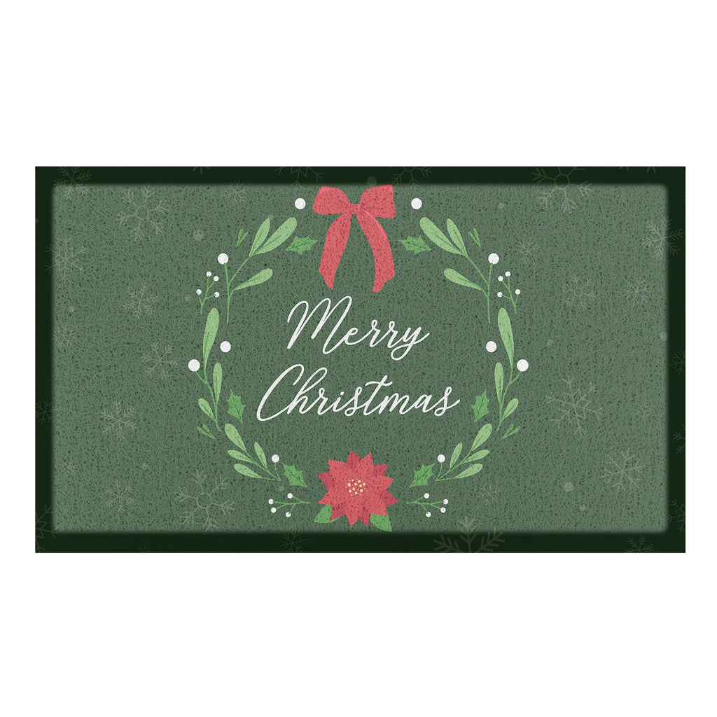 Merry Christmas Wreath Indoor Outdoor - All-Weather Doormat