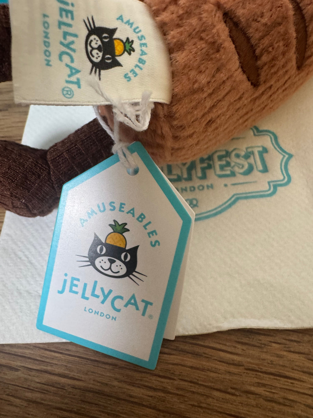 Jellycat Amuseables Wilhelm Von Bratwurst + Pin + Sticker | Jellyfest Berlin Exclusive