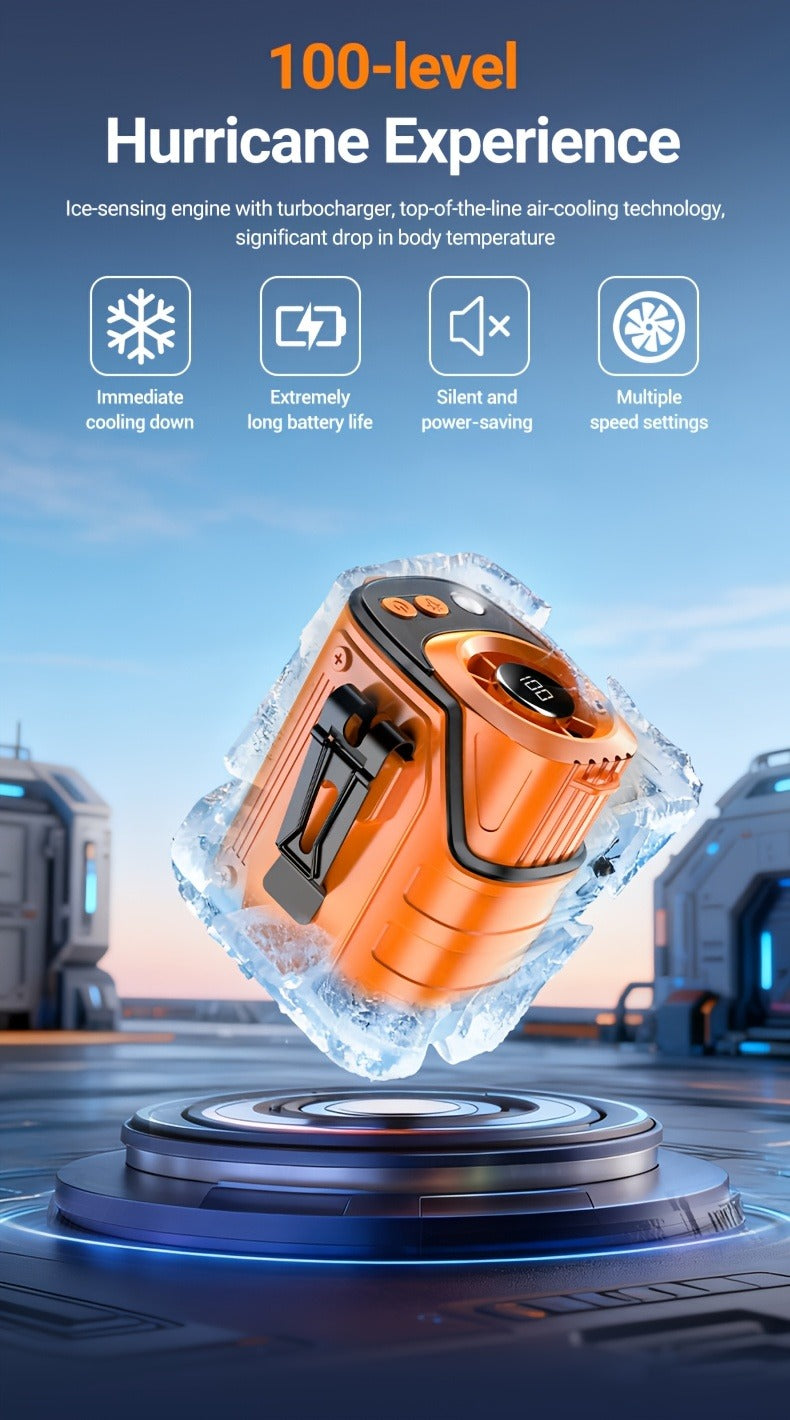 Outdoor Camping and Hiking: Portable Waist Fan with Flashlight and Power Bank for Sports EDC