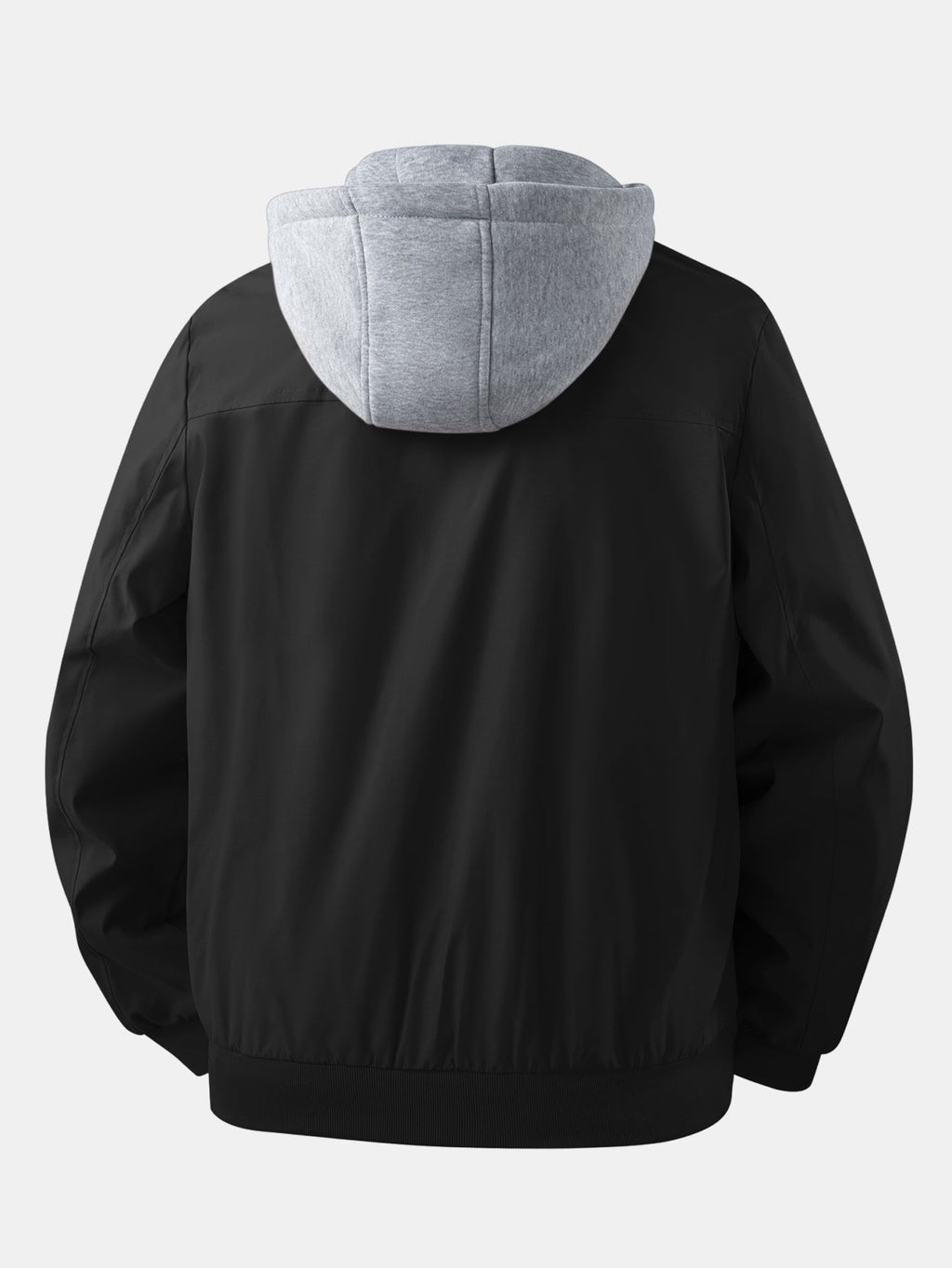 Detachable Hood Zip-Up Bomber Jacket