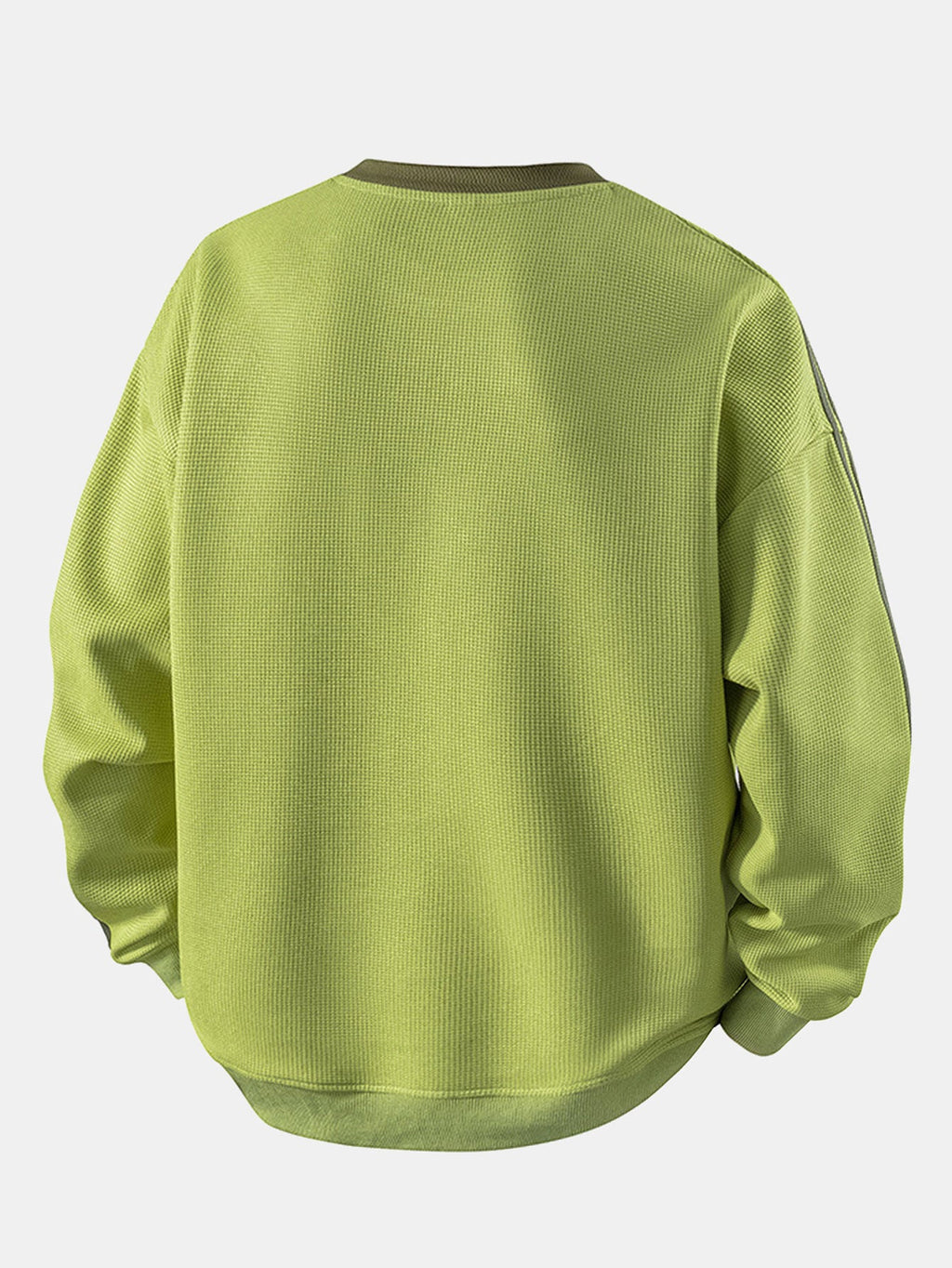 Relax Fit Stripe Waffle Crew Neck Sweatshirt