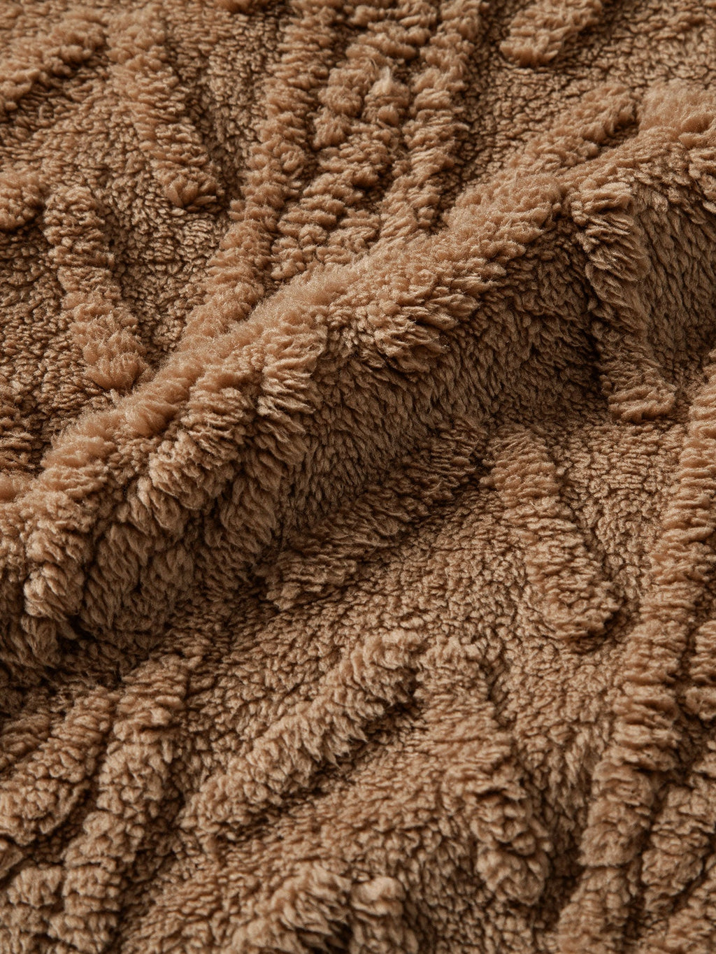 Geometric Jacquard Teddy Fleece Zip Up Hoodie