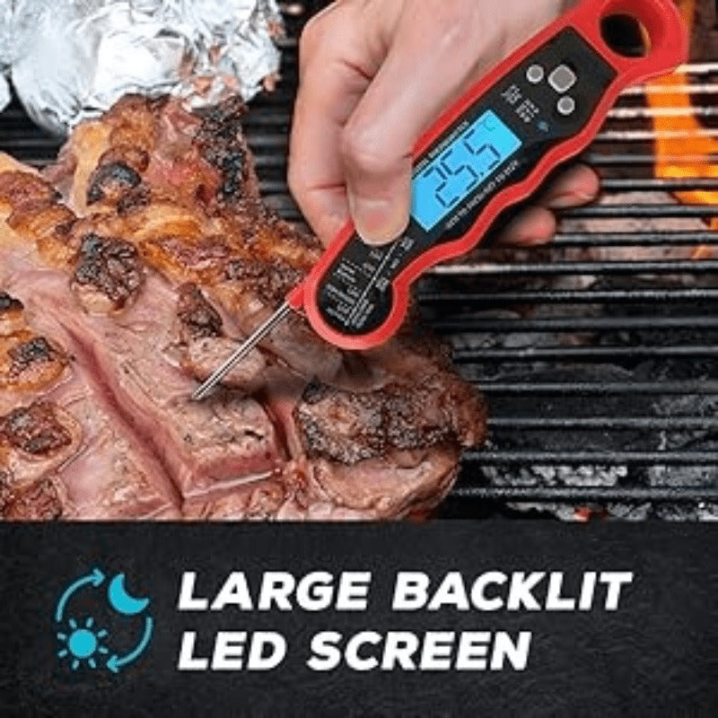 Digital Food Thermometer in a Folding Design with a Backlit Display and a Calibration Mode