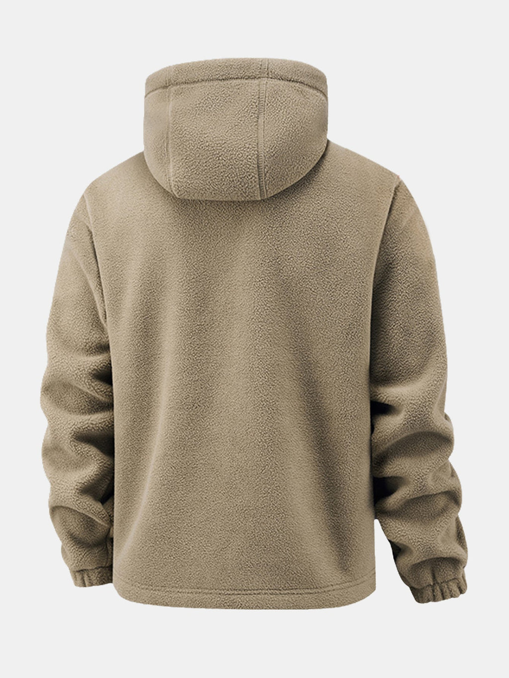 Polar Fleece Zipper Pocket Hooded Coat