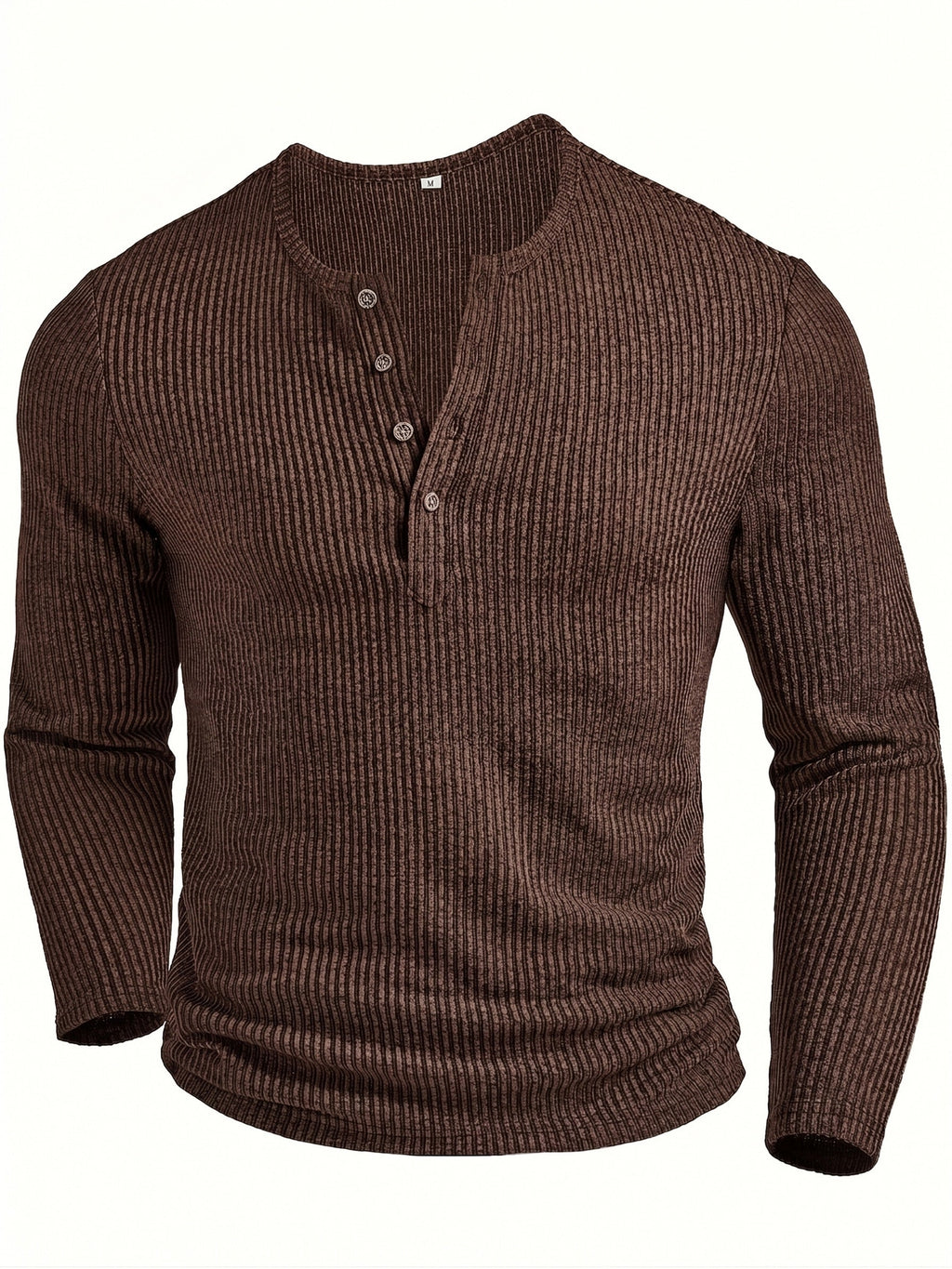 Malcolm | Geripptes Langarm-Henley-Shirt