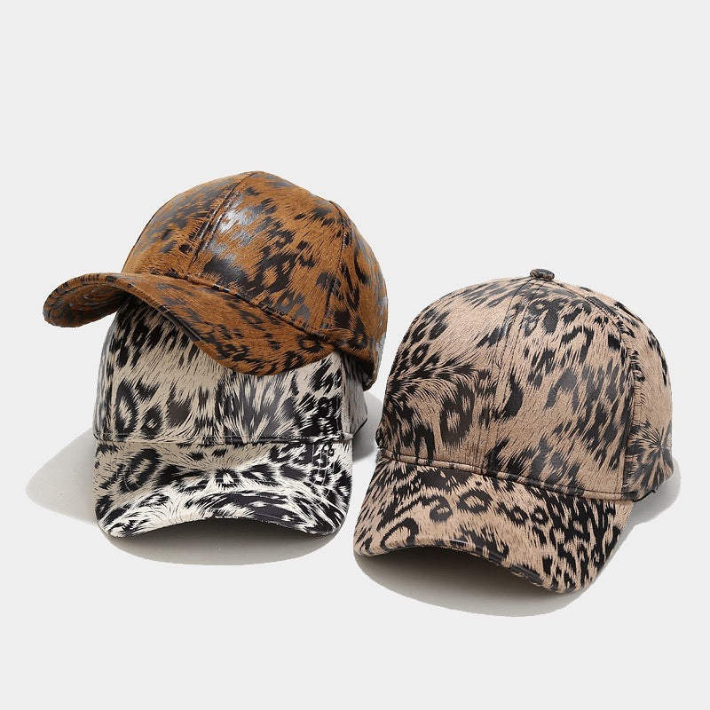 Mayweather Faux Leather Animal Print Baseball Cap