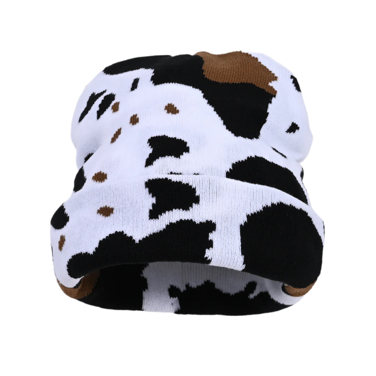 Lynchburg Beanie mit Kuhmuster-Jacquardstrick – Hip-Hop Streetstyle, Winter