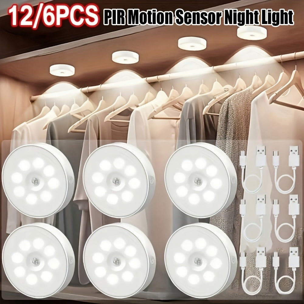 Motion Sensor Night Light, Wireless USB Rechargeable, Dimmable Wall Lamp Dual Mode PIR for Home Cooking