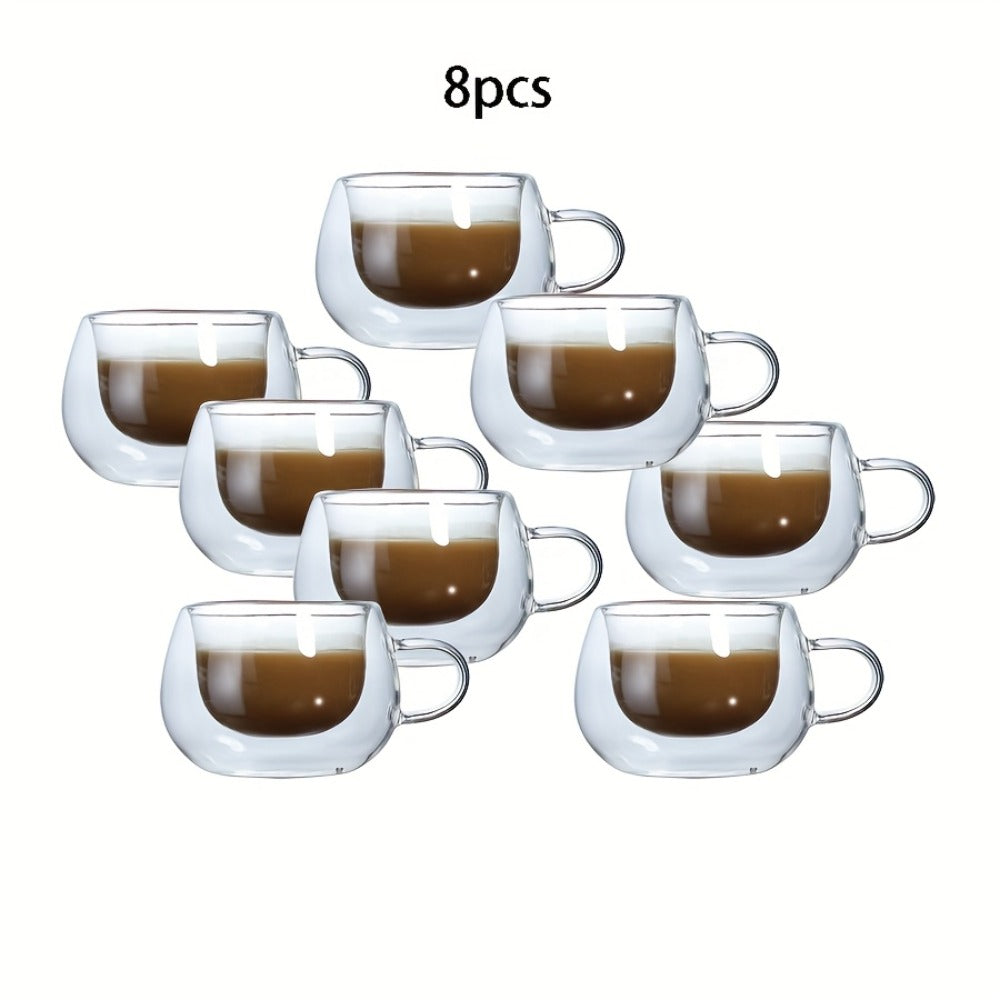 Glass Coffee Cups with Handle Insulated Transparent Borosilicate Espresso for Entryways and Bedrooms and Living Spaces