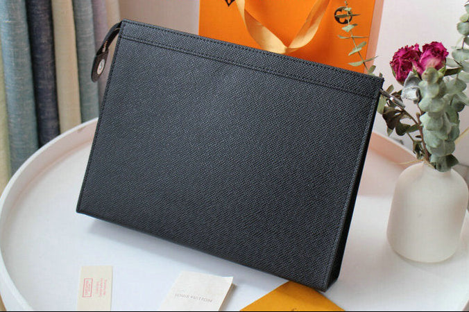 Louis Vuitton Slim Bifold Wallet — Black Leather & Gold LV
