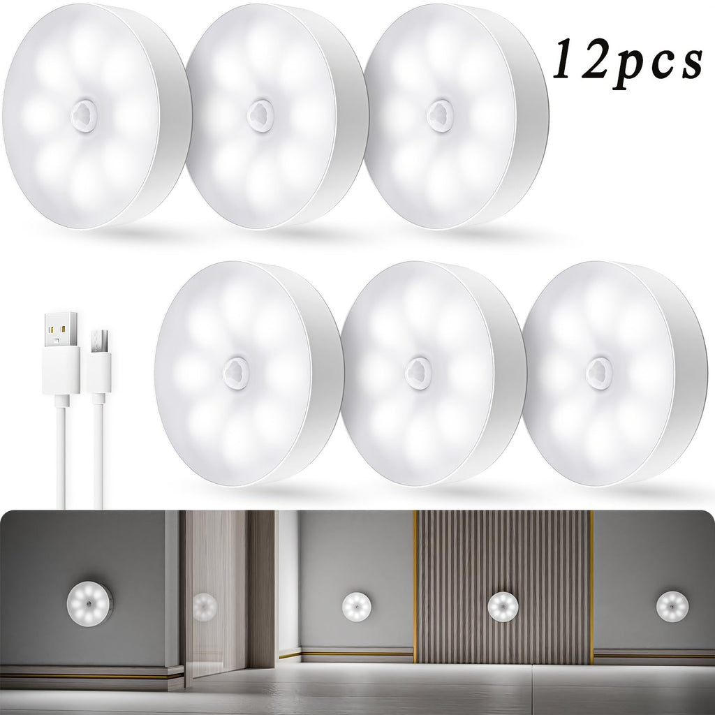 Motion Sensor Night Light, Wireless USB Rechargeable, Dimmable Wall Lamp Dual Mode PIR for Home Cooking