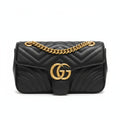 Black Quilted Leather Chain Shoulder Bag