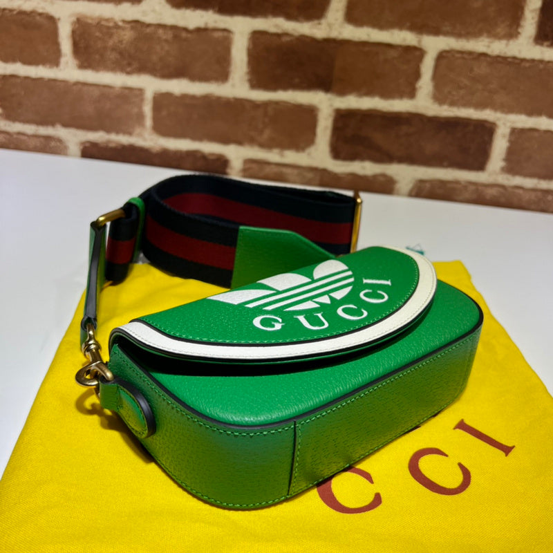 Gucci x Adidas Small Shoulder Bag – Green Leather Trefoil GUCCI Web Strap