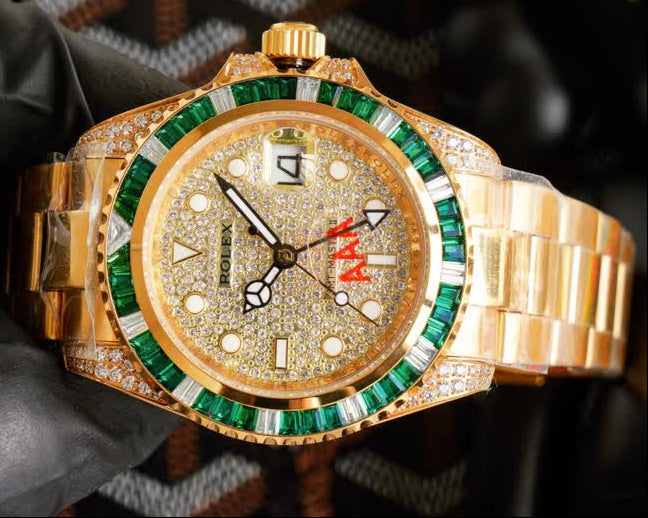 Rolex GMT-Master II Iced Out — Yellow Gold, Emerald & Diamond