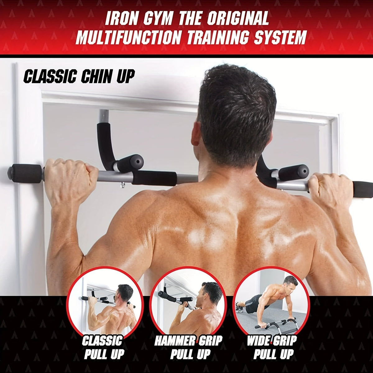 Doorway Pull-Up Bar – Multi-Grip Chin-Up Bar for Indoor Home Gym, No Screws Required, Upper Body Strength Trainer for Pull-Ups, Chin-Ups & Hanging Exercises | Portable Fitness Bar for Door Frame