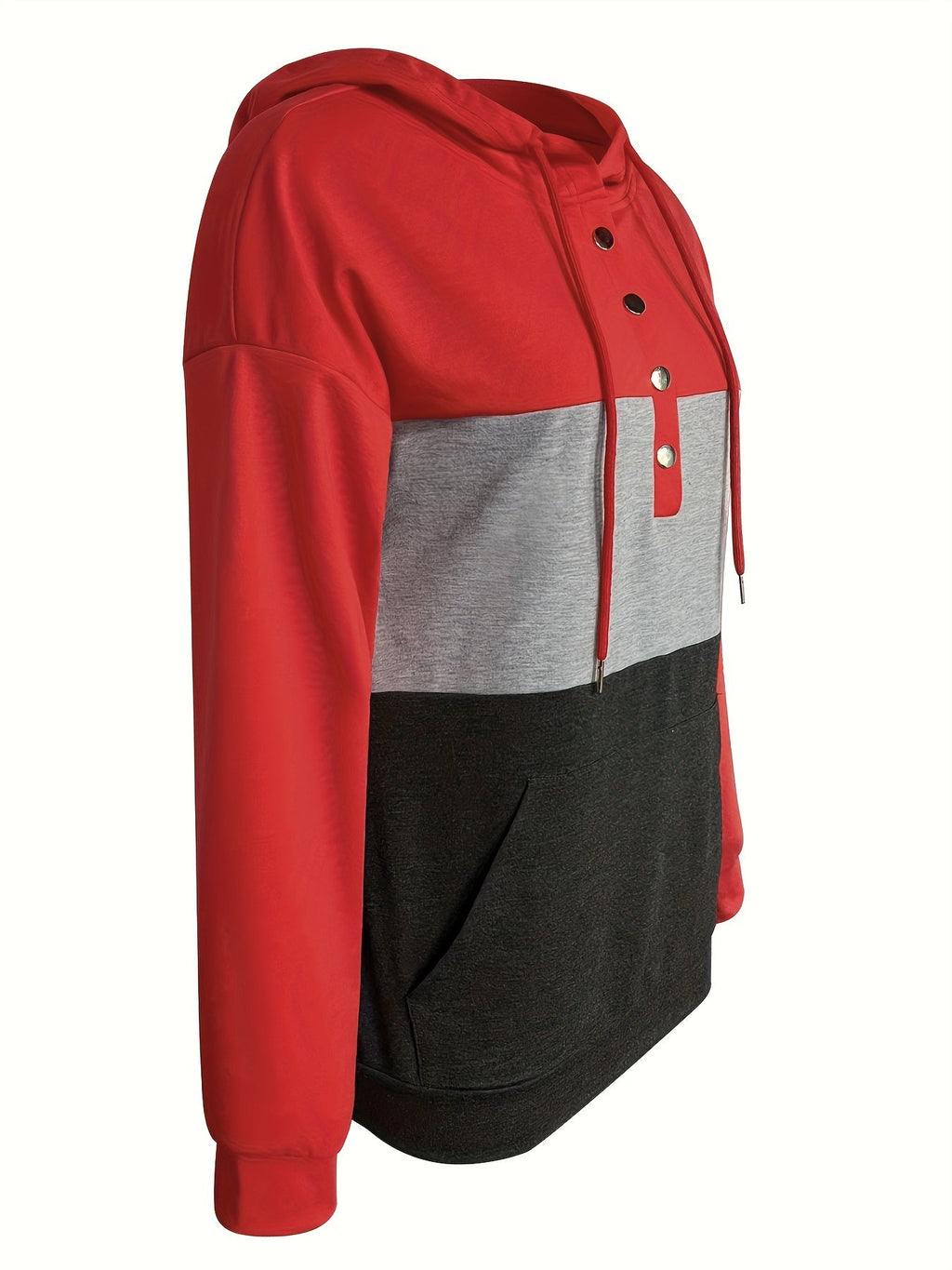 Tamsin | Kapuzenpullover mit Colour-Block-Knopfleiste