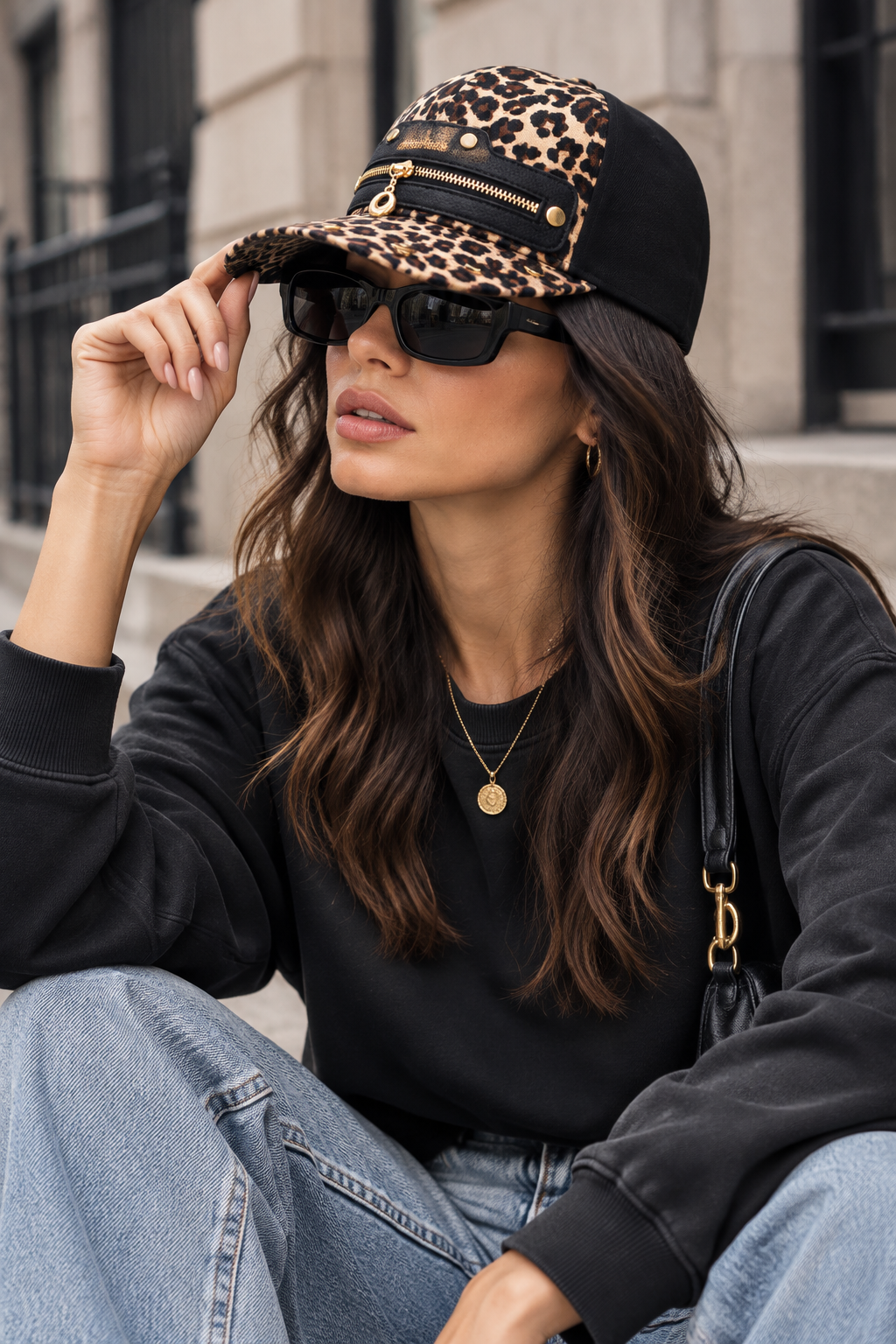 Franklin Baseballkappe mit Leopardenmuster, verstellbar, Unisex