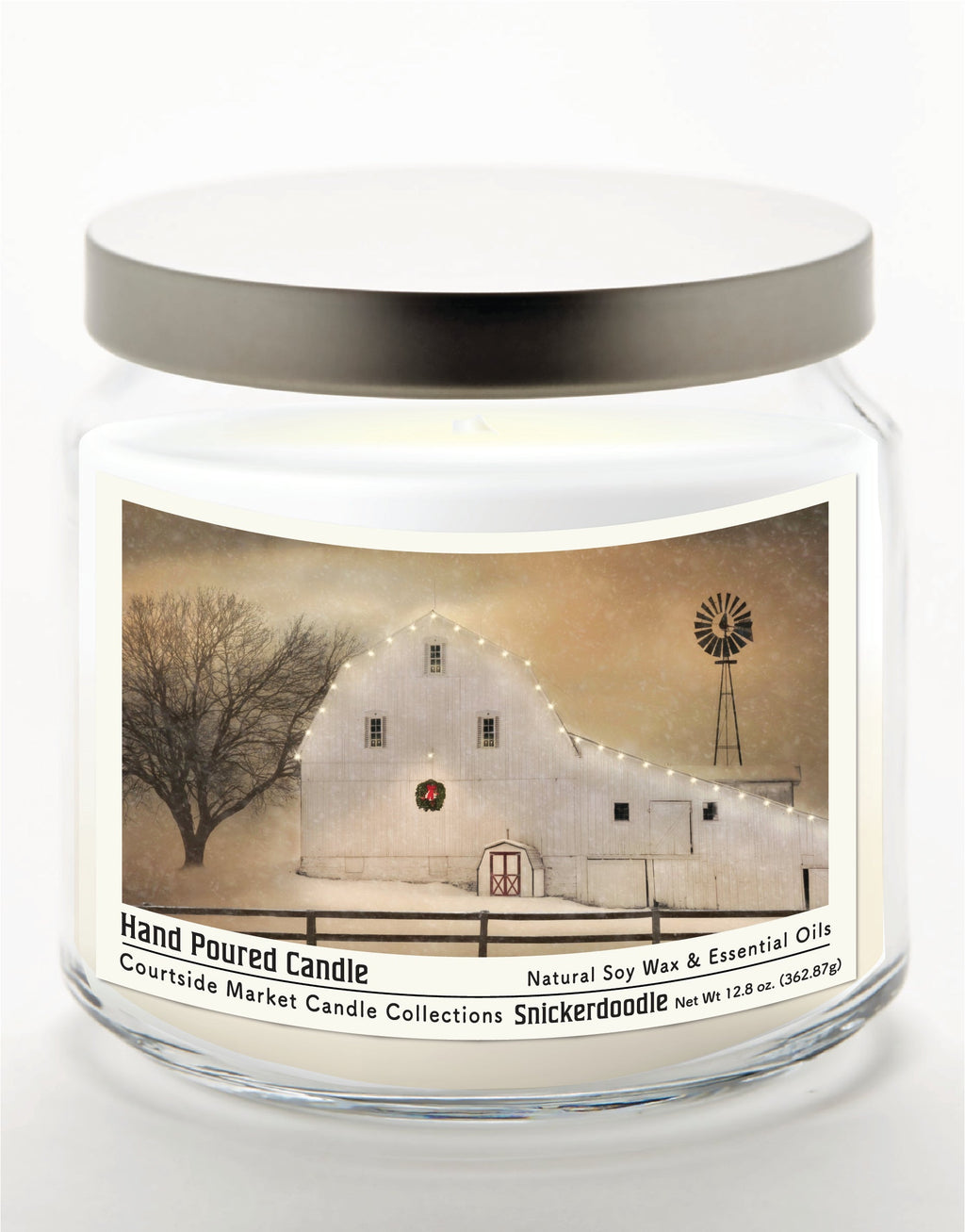 White Barn Holiday 12.8 Oz Candle Glass Jar with Brushed Silver Metal Lid
