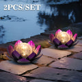 Solar Lotus Cracked Glass Ball Garden Lamp 2pcs, Metal Cracked Ball Solar Light for Outdoor & Indoor Decoration
