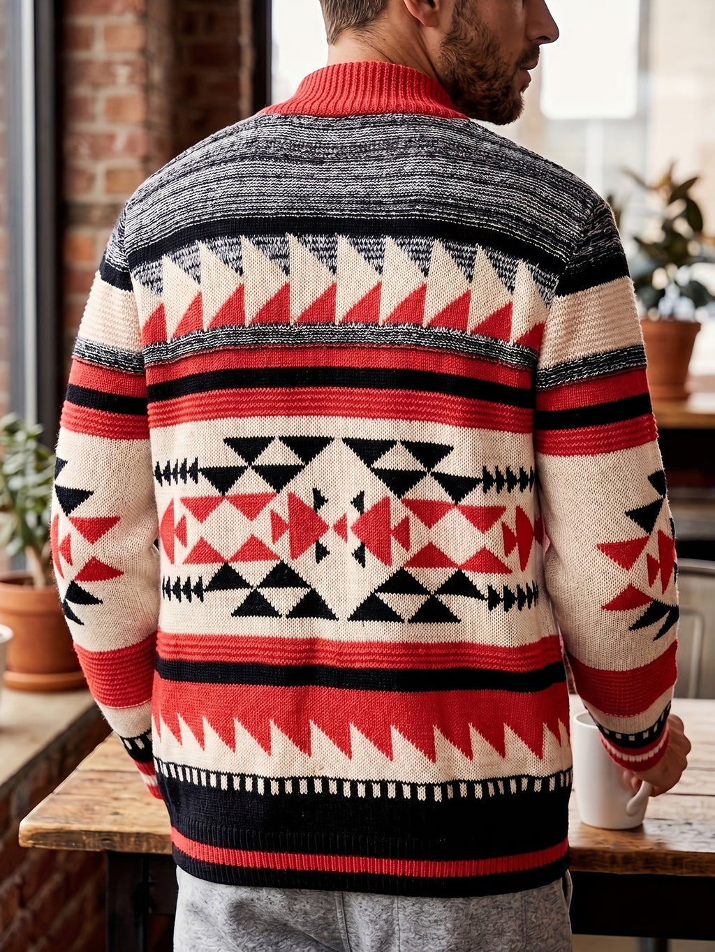 Rylan | Gemusterte Strickjacke mit Reißverschluss