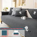 Sofa Cover Embroidered Plush-Texture Panels for Single to 4 Seats, Backrest, Armrest or Pillowcase