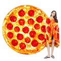 Round Food Print Throw Blanket in Pizza, Donut or Pancakes Designs with 62-, 71- or 80-Inch Diameters