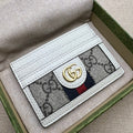 Gucci Ophidia GG Supreme Card Holder – Ivory White Leather Web Stripe Gold GG