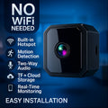Security Camera Mini Plug-In Black Model with Night Vision, Motion Alerts, Flexible Stem and Local TF Storage