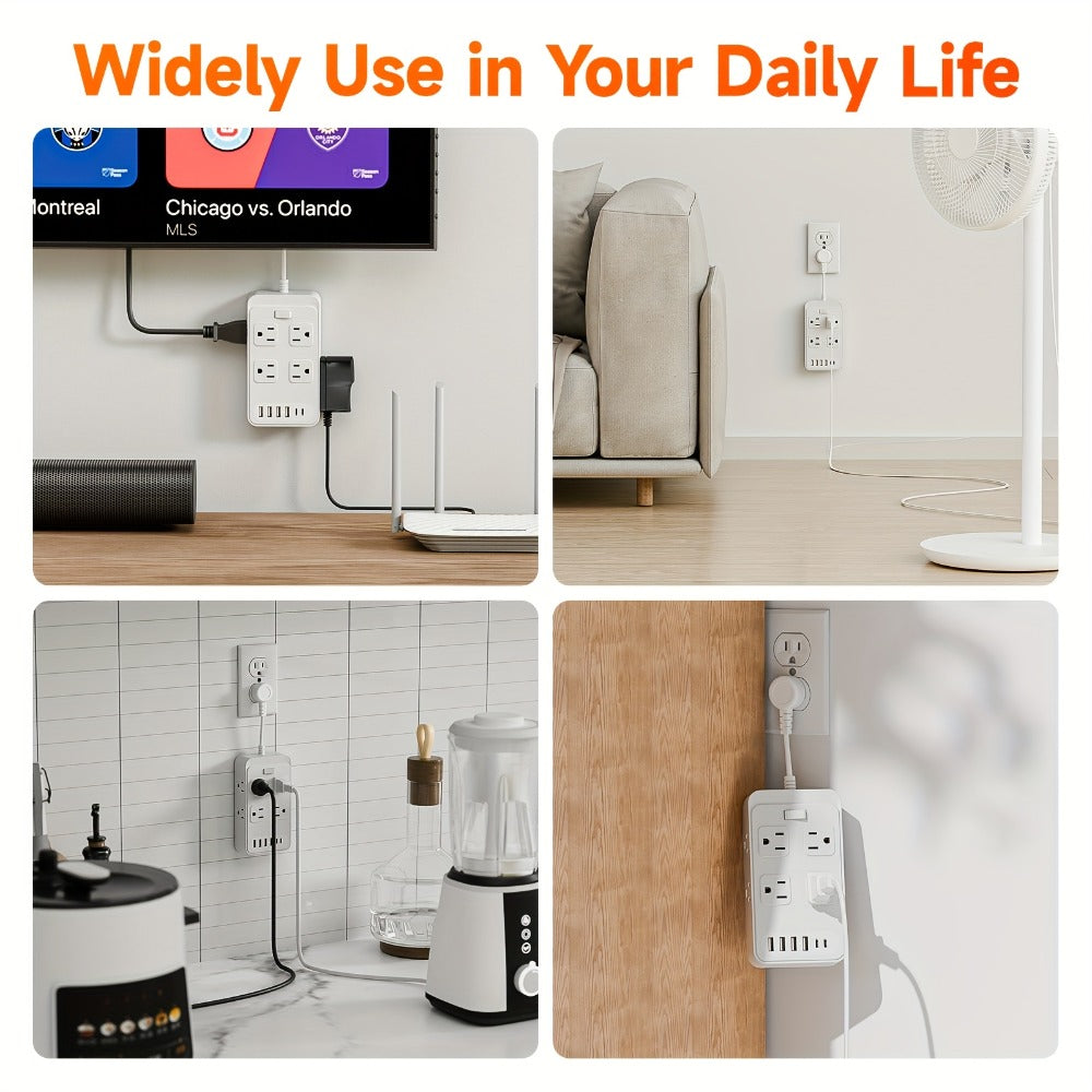 Power Strip Outlet Extender Surge Protector 8 AC Outlets 6 USB Charging Ports 4 USB-A 2 USB-C for an Everyday Personal Care Routine