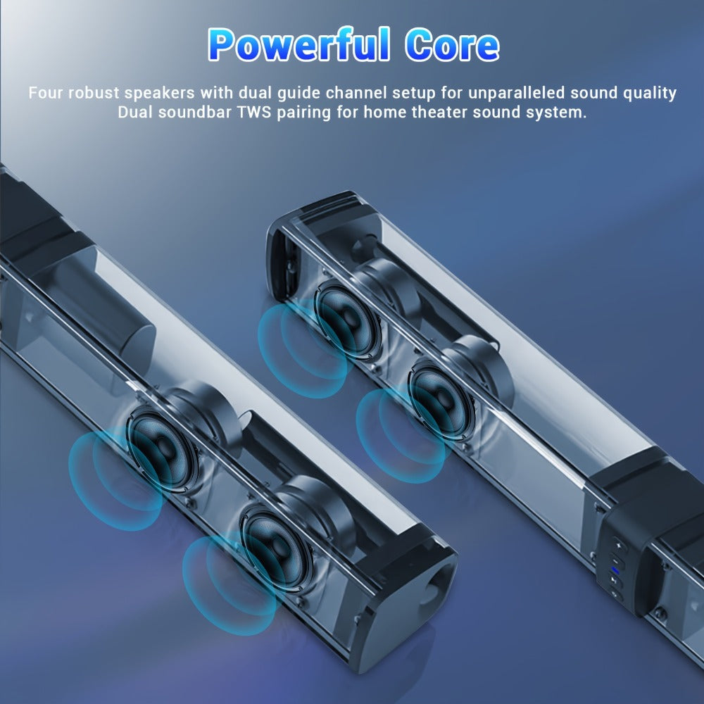 2-in-1 Detachable Wireless Soundbar for Smart TV, Surround Sound Bar with Bluetooth, RCA & AUX, Volume Control