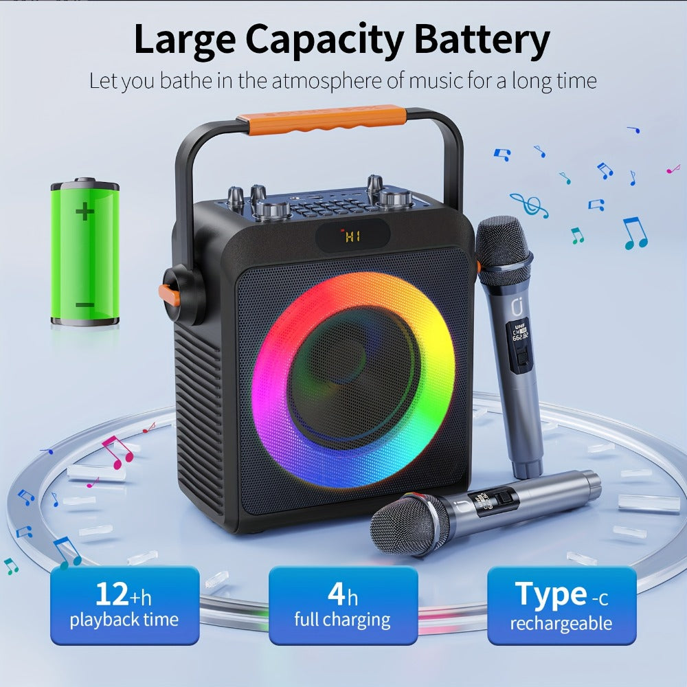 Karaoke Machine, JYX T19-T for Adults 2 Microphones & RGB Light Show, Wireless Bluetooth Speaker