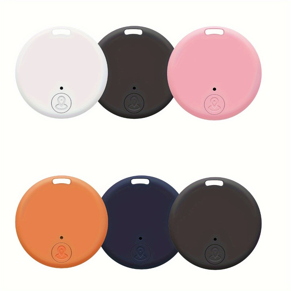 Six-Pack Round Bluetooth Key Finders in White, Black and Mixed Colors with App-Based Audible Locator