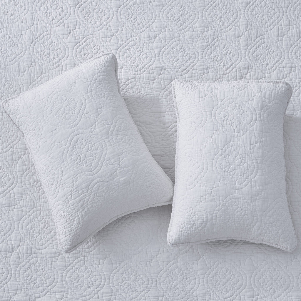 Patina Vie 3 Piece 100% Cotton Stitched Embroidered Quilt Set