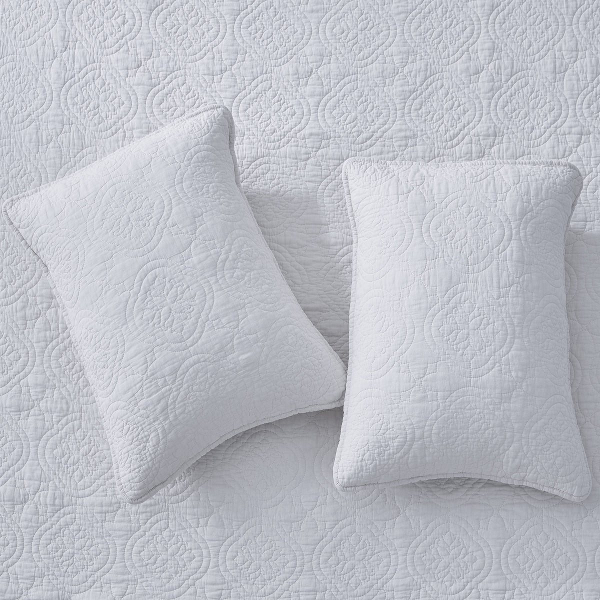 Patina Vie 3 Piece 100% Cotton Stitched Embroidered Quilt Set