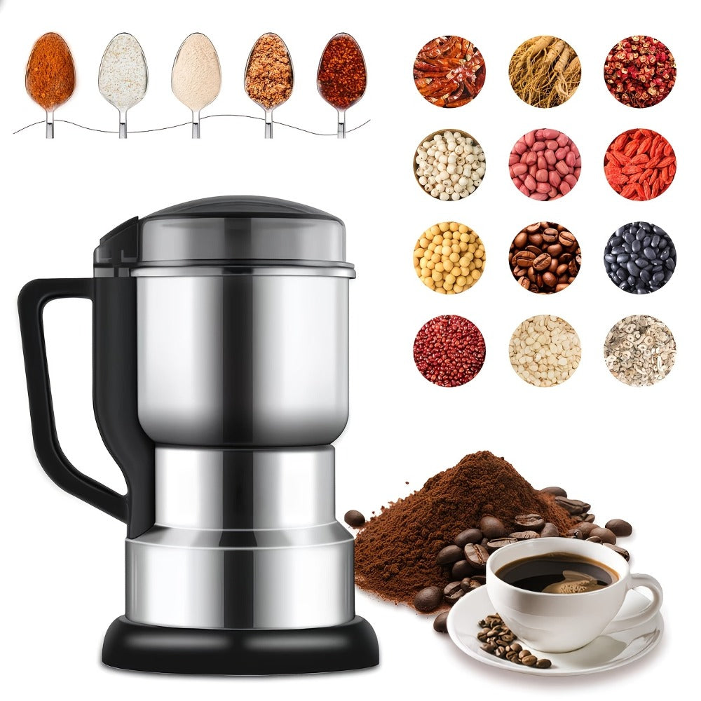 Electric Coffee Grinder 300W 25000RPM, 8-Blade Stainless Steel Spice & Grain Mill for Coffee Beans