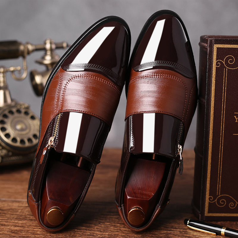 Men's Pointed-Toe Slip-On Leather Dress Shoes for Formal Business Wear