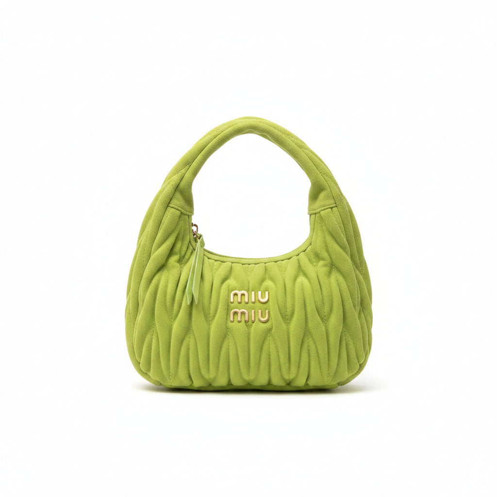 Miu Miu Wander Matelassé Mini Hobo Bag — Lime Green