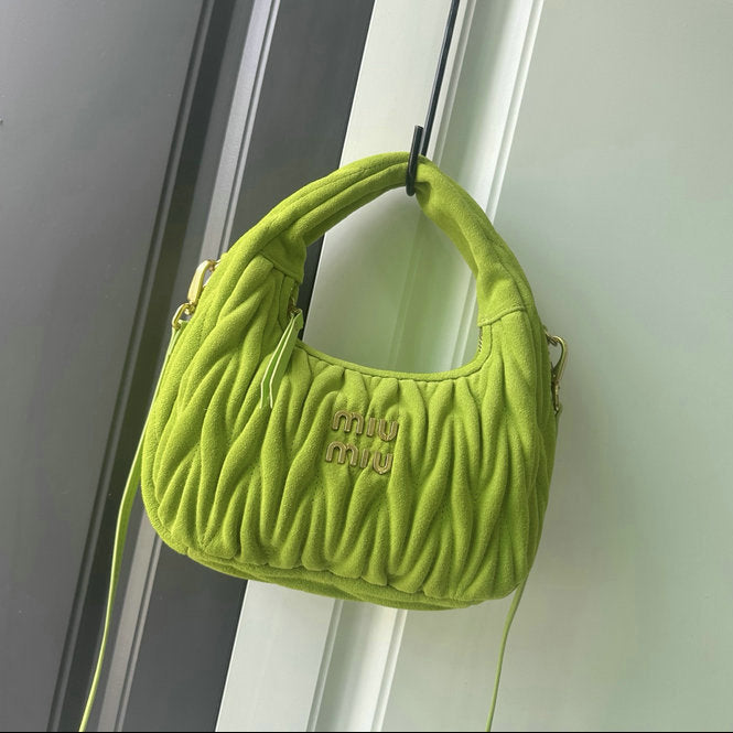 Miu Miu Wander Matelassé Mini Hobo Bag — Lime Green