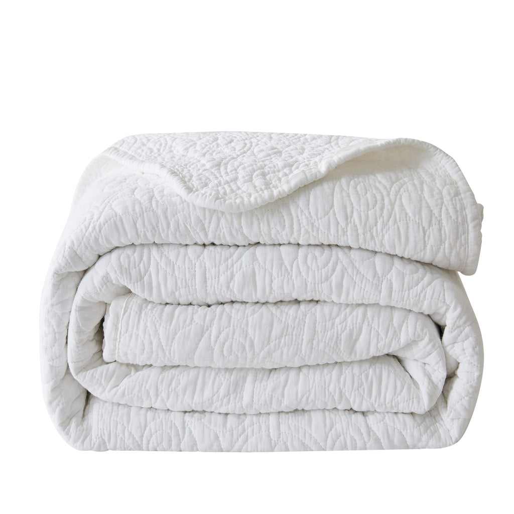 Patina Vie 3 Piece 100% Cotton Stitched Embroidered Quilt Set