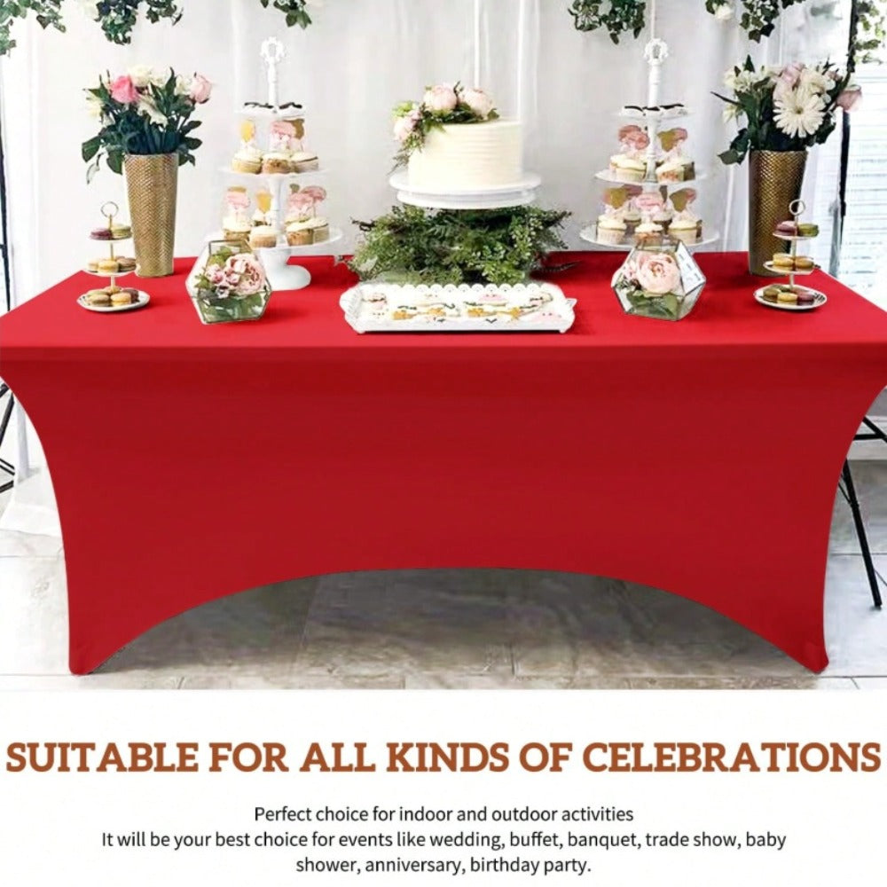 Spandex Tablecloth 6 Foot Rectangular Stretch Table Cover for Parties Weddings Banquets for Entryways, Bedrooms and Living Spaces